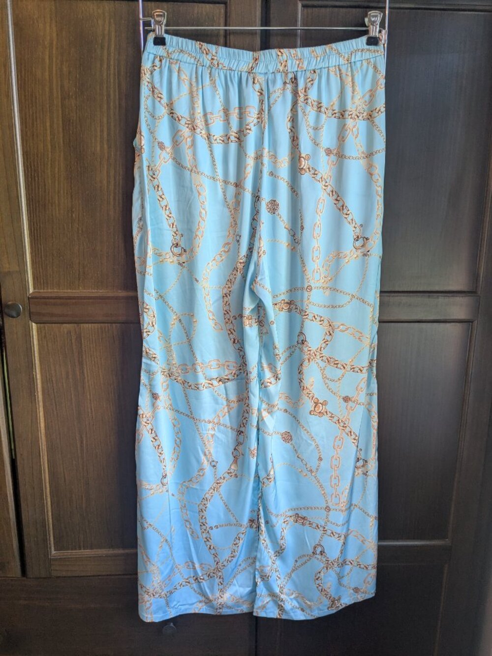 Gracia Chain‑Print Wide‑Leg Pants – Size L